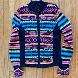 Y2K vntg multicolor alpine ski zip up sweater